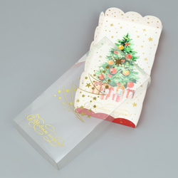 Коробка для кондитерских изделий с PVC крышкой «С Новым годом!», ёлочка, 10.5 × 21 × 3 см