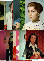 №34 Открытки Артисты и актёры СССР 1970–1980-е г. 25 штук. Цветные, чистые, без повторов
