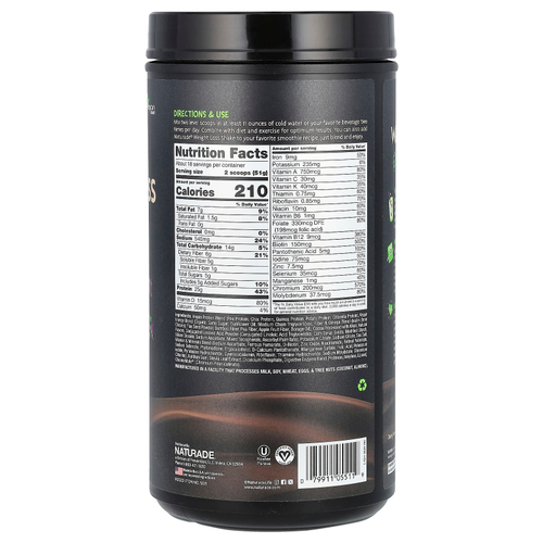 Naturade, Коктейль для снижения веса, заменитель растительной пищи, шоколадная помадка, 918 г (2,02 фунта)