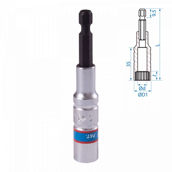KING TONY (76B809M) Головка для шуруповерта двенадцатигранная 1/4", 9 мм, L = 80 мм