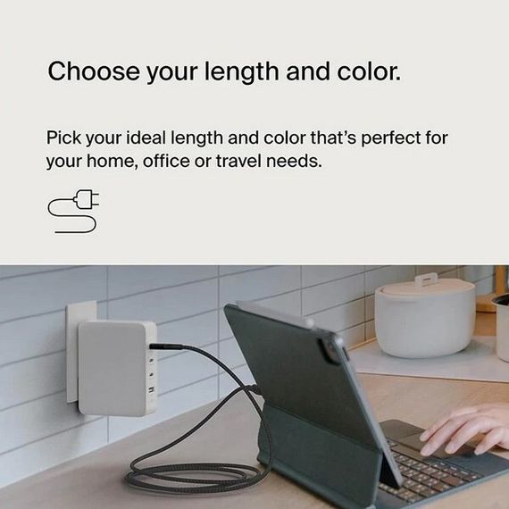 Кабель Belkin Boost Charge Braided USB-C - USB-C 1 м 240W (CAB015BT1MBK) черный