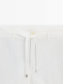 Massimo Dutti 100% льняные шорты-бермуды, кремовый