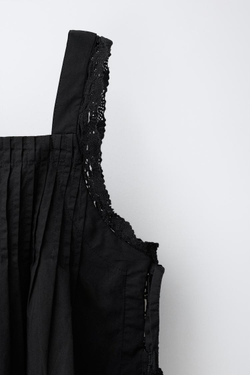 ZARA ТОП С ВЫШИВКОЙ, ЧЕРНЫЙ