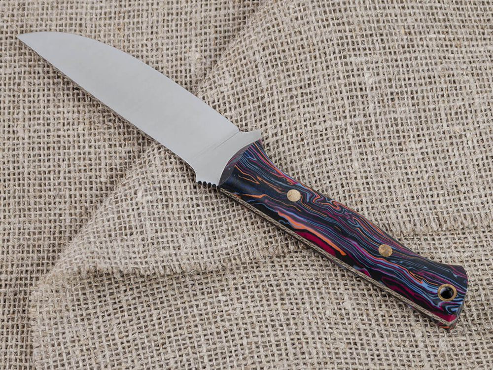 Нож для бушкрафта "Форест", сталь VG-10/Elmax, рукоять микарта (фиолетовая)