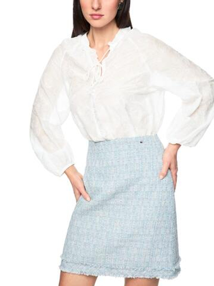 Marc Cain Блуза из тонкого хлопка с вышивкой