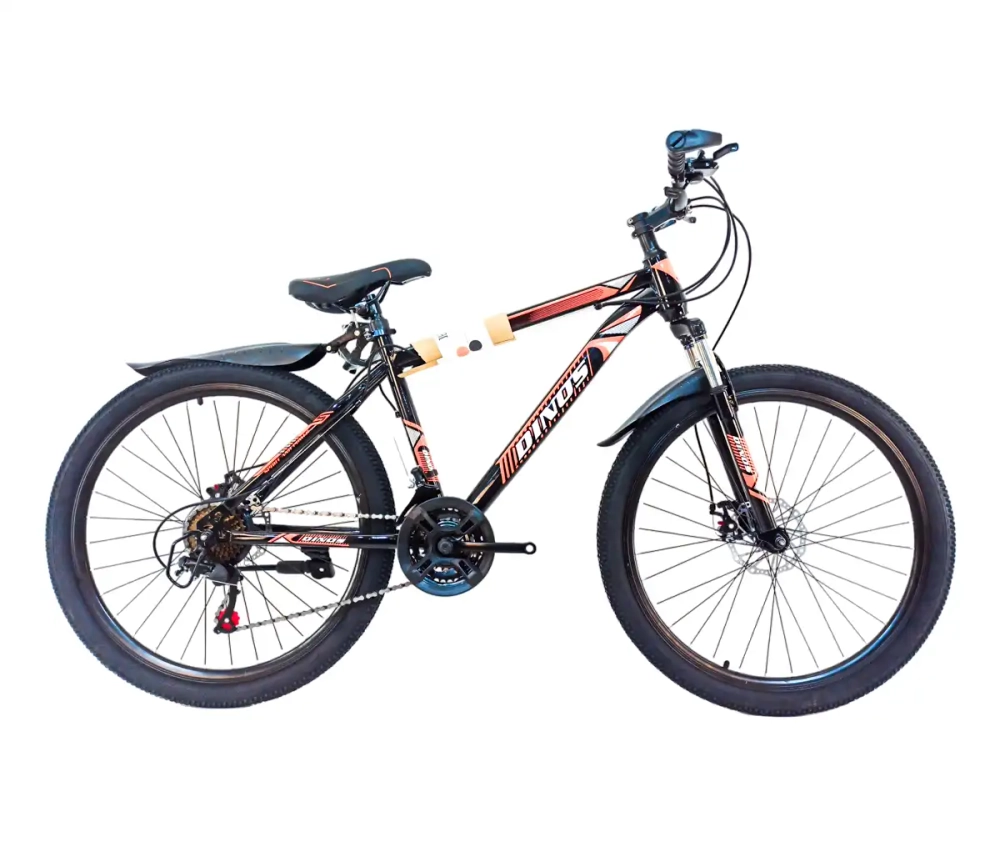 Велосипед Dinos 26" 21скор (стальная рама, диск. тормоз) Черно-оранжевый (DIN-1-4)