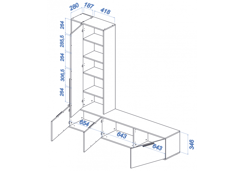 Готовая гостиная Woodville Филеста графит, дуб вотан комплектация 2