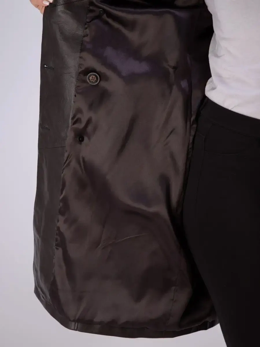 Тренч длинный кожаный с поясом плащ на весну