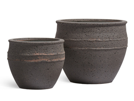 Кашпо TREEZ ERGO - Nero - Чаша - Чёрный туф