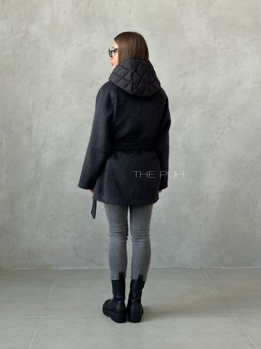 Графитовое шерстяное пальто с утепленным жилетом