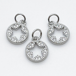 Подвеска Звезда, цвет серебро (родий), фианиты, размер 11*9 мм, цена за 1 шт