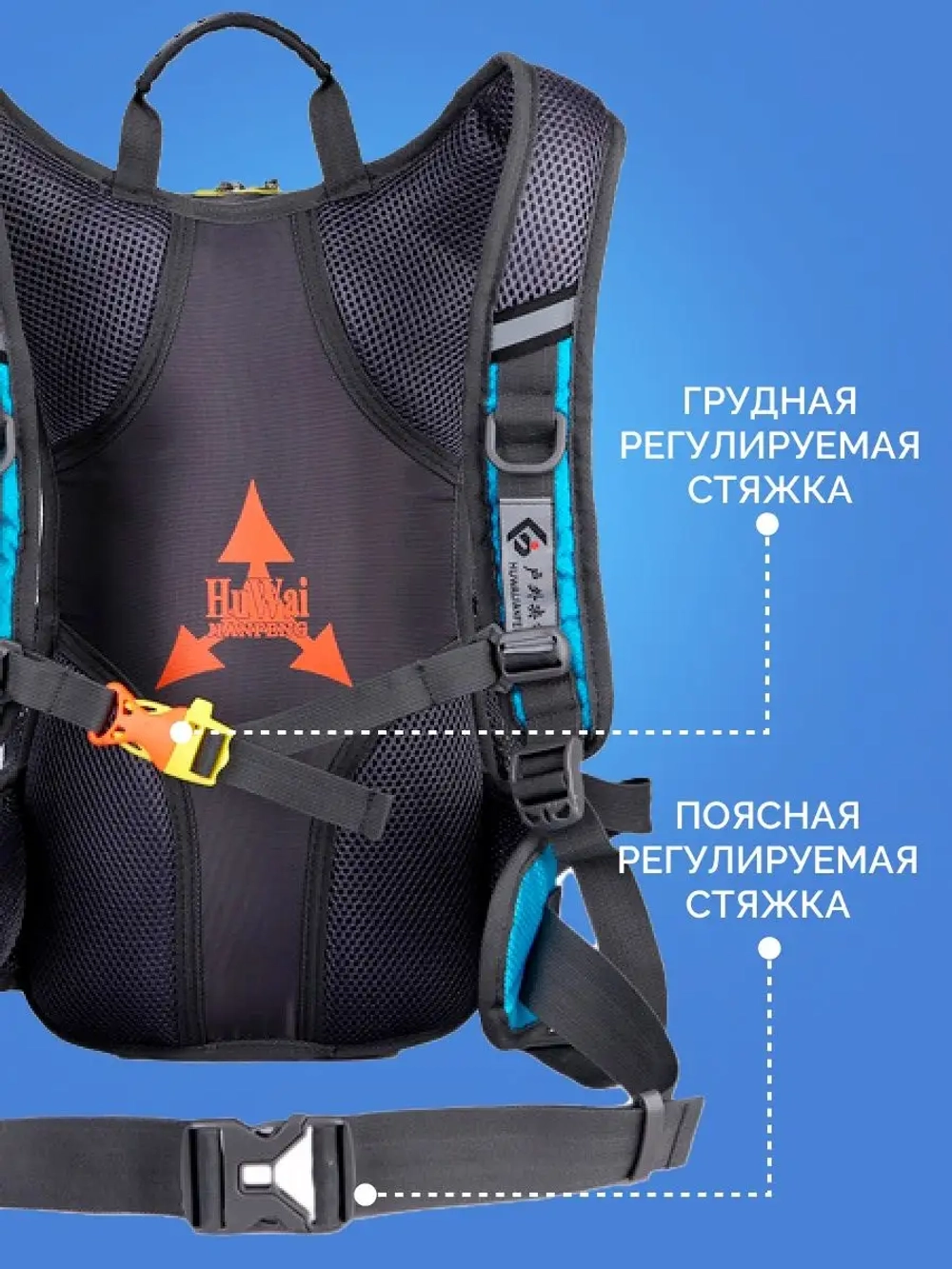 Рюкзак синий маленький спортивный велосипедный мужской жен ультролегкий