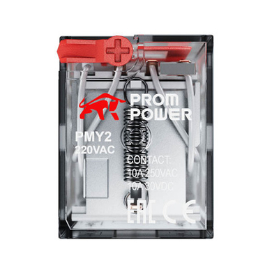 Электромеханическое реле Prompower PMY2N AC230 Двухполюсное Номинальный ток 10А, управление 220VAC