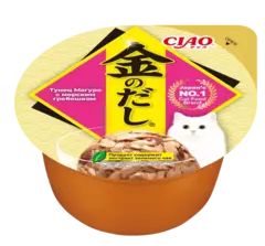 INABA CIAO Kinnodashi cup Тунец Кацуо с морским гребешком Дополнительный рацион для кошек 70г