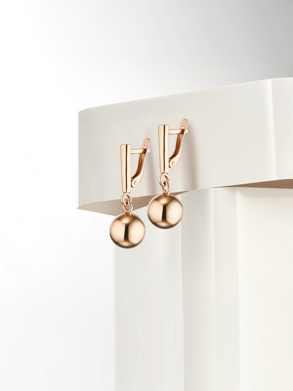 Серьги шары серебряные позолота 585