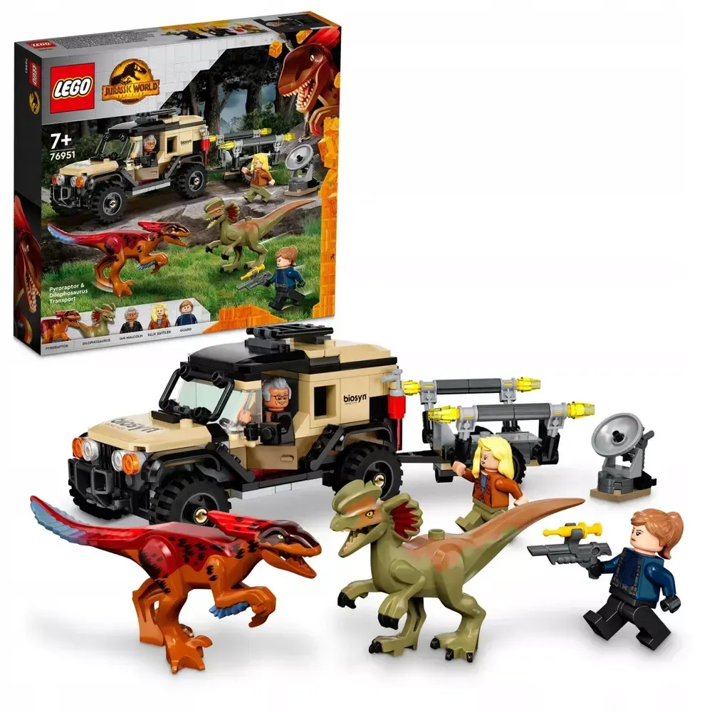 Конструктор LEGO 76951 Jurassic World Транспорт пирораптора и дилофозавра