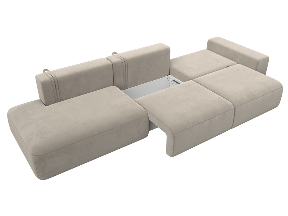 Диван прямой Лига-036 НПБ Модерн Лонг подлокотник справа МИКРОВЕЛЬВЕТ Бежевый