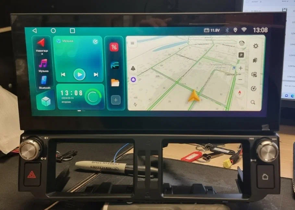 Магнитола для Toyota Land Cruiser Prado 150 2009-2013 (взамен 7" навигации, поддержка JBL и 360) - Carmedia KP-T1209FW монитор 12.5" в стиле LEXUS на Android 12, TS10, CarPlay, 4G SIM-слот