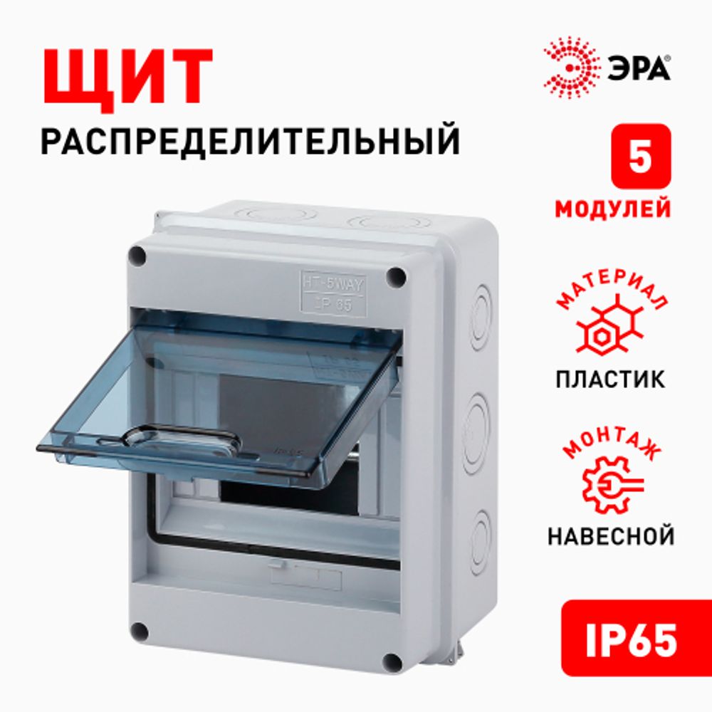 Корпус пластиковый навесной ЭРА SIMPLE КМПн-5 IP65 серый