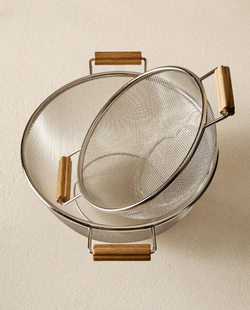 ZARA HOME ДУРШЛАГ С ДЕРЕВЯННЫМИ РУЧКАМИ, СЕРЫЙ