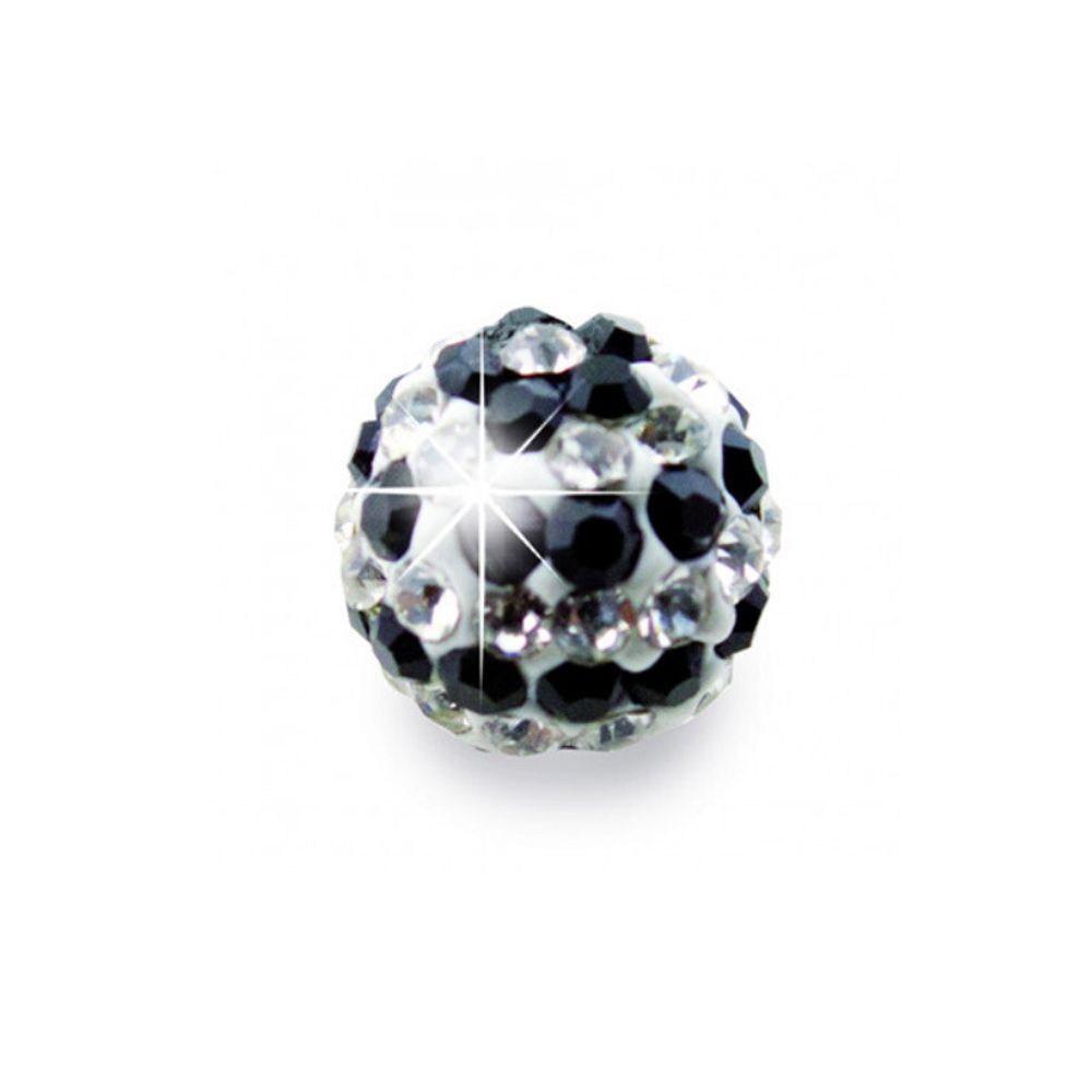 Медицинские серьги-гвоздики White Crystal / Black Stripes Ball Biojoux BJT9189