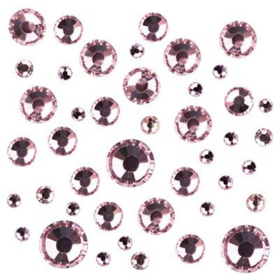 Стразы цветные микс размеров в баночке Lt.Rose