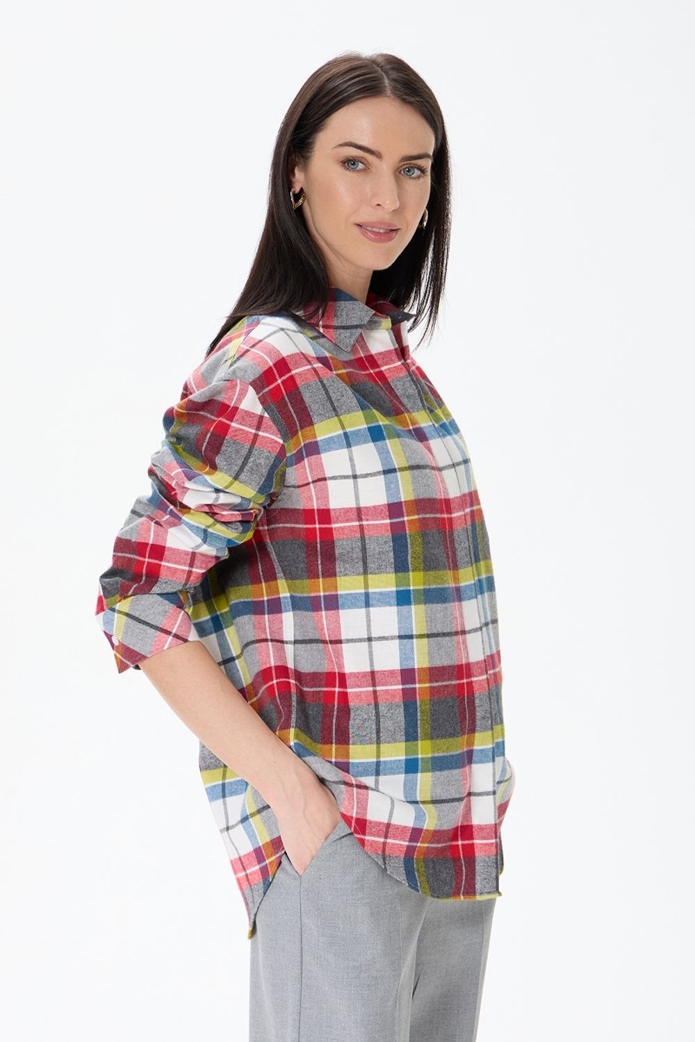 Рубашка Хельсинки белая клетка фланель