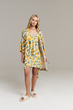 Шелковый халат-кимоно с лимонами