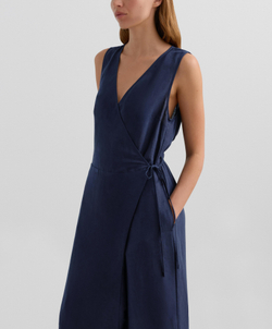 Oysho Длинный комбинезон из льна с запахом, военно-морской