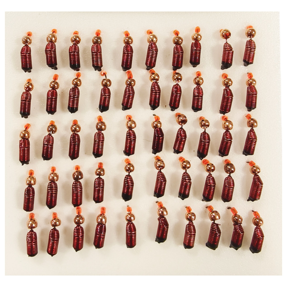 Мормышки Ручейник d 3мм. 0.8гр. Вольфрам. Медный шар (набор 10 штук)