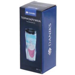 Термокружка пластик, 0.38 л, Daniks, Жест любви, YYCF001-20