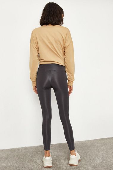 Qadın üçün tünd boz rəng, parlaq, streç material lasina 2253399