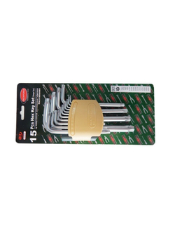 Набор ключей TORX Г-образных длинных с отверстием15пр.(Т6Н,T7H,T8H,T9H,Т10Н,Т15Н,Т20Н,Т25Н,Т27Н, Т30Н,Т40Н,Т45Н,Т50Н,Т55Н,Т60Н)в пластиковом держателе RockForce##Rock FORCE RF-5151LT