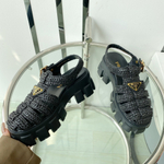 Prada Monolith Crochet Cage Sandals