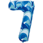 Шар Фольгированный Цифра 7 Мрамор голубой (Голубой)