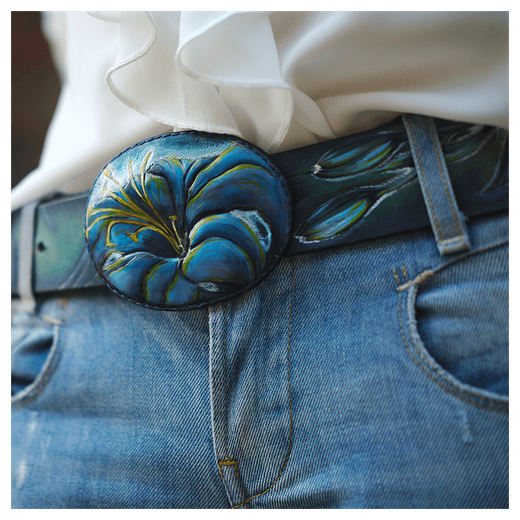 Кожаный ремень «Голубая лилия»