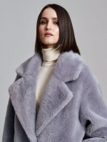Шуба чебурашка длинная из овечьей шерсти, SilverFox (арт.S1072rm09bz)