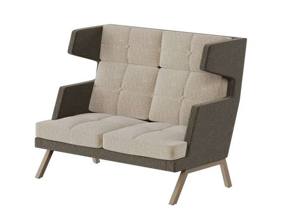 Алдо Диван двухместный высокий с декором из пуговиц ALDB-02 Сан 03/Сан 06/Металл Капучино 1430*960*1