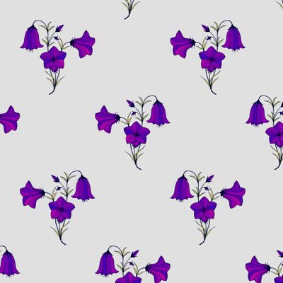 Bell flowers seamless pattern.