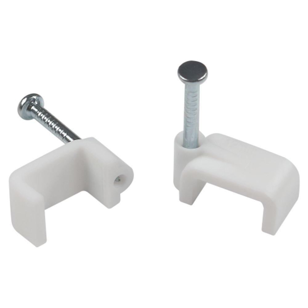 Скоба пластиковая ЭРА NO-224-587 крепежная плоская 12 мм белая (50 шт/уп)