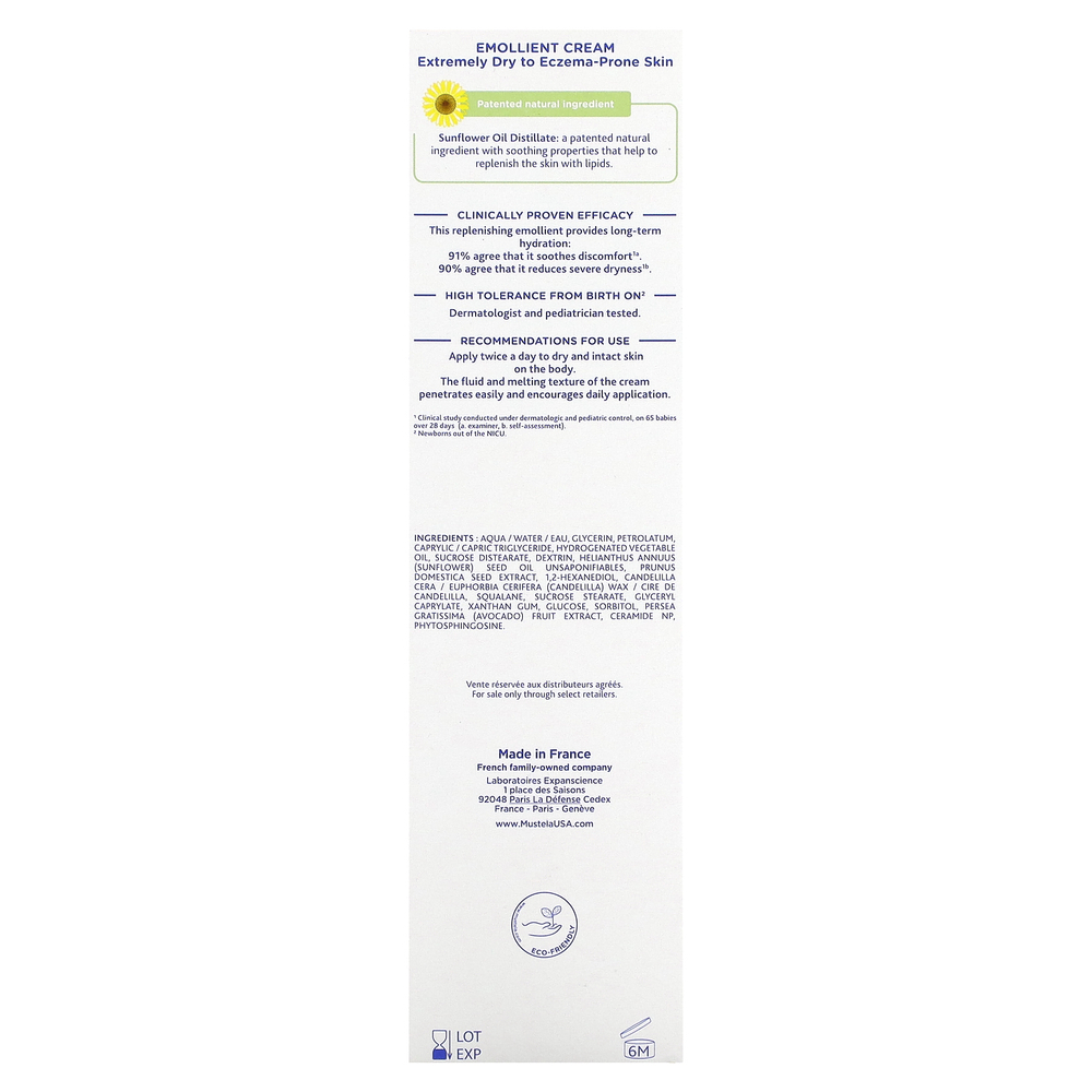Mustela, Stelatopia, Смягчающий крем с подсолнечником, без отдушек, 6,76 жидких унций (200 мл)