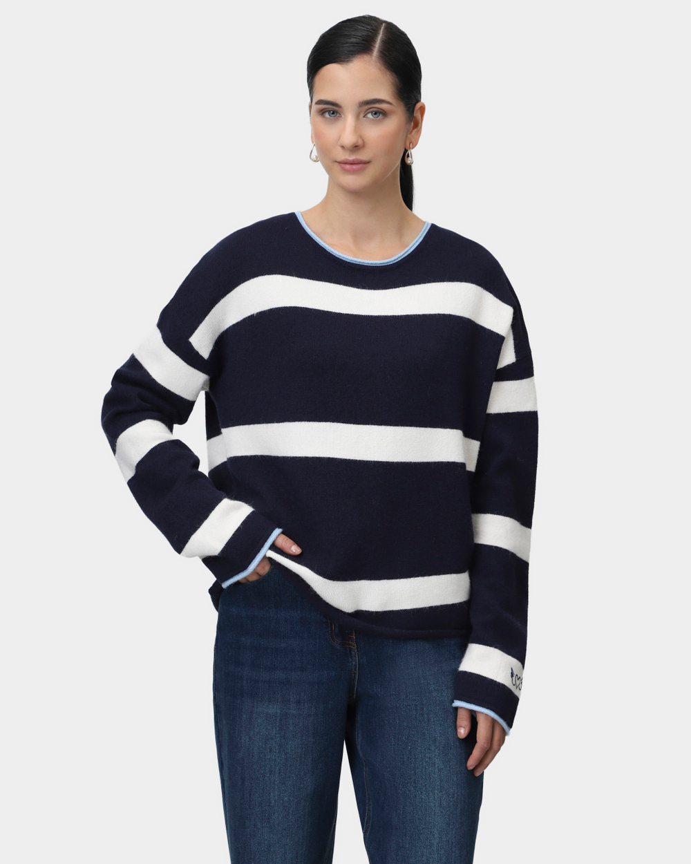Джемпер оверсайз жен. Frieda Freddies 4321 синий белые полоски