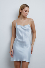 Платье-комбинация мини из шелка Берберри голубой