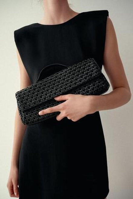 ZARA ПЛЕТЕНЫЙ КЛАТЧ, ЧЕРНЫЙ