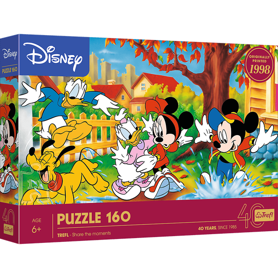 Puzzles - &quot;160&quot; - 40th anniversary Trefl - Playing in puddles / Disney Mickey Mouse and Friends