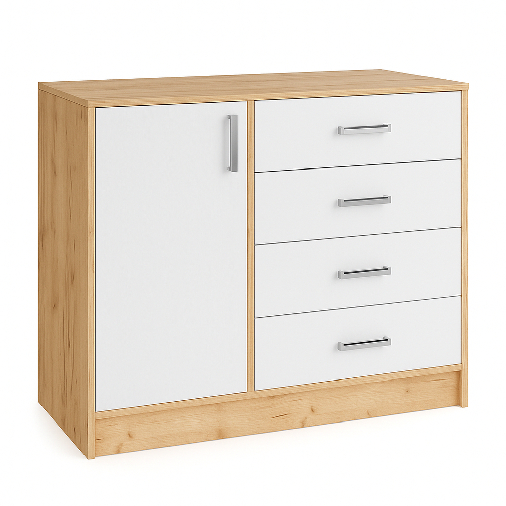 Комод большой Катрин 6, дуб крафт золотой/белый