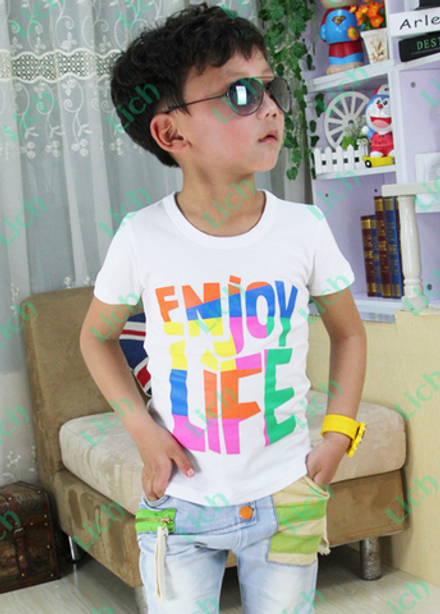 Футболка детская однотонная с надписью Enjoy Life