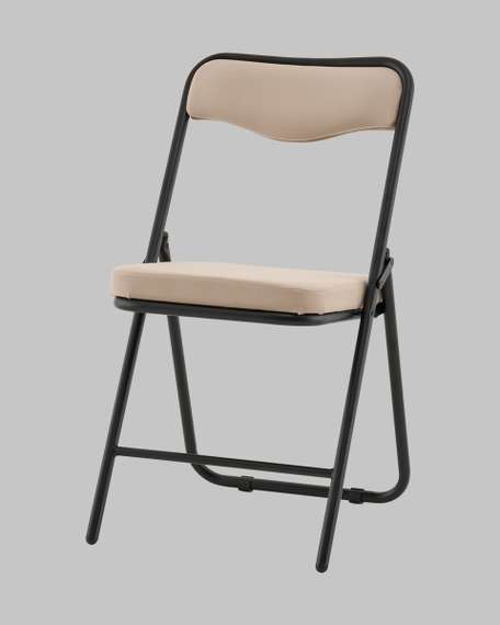 Стул складной Джонни велюр велютто бежевый каркас черный матовый