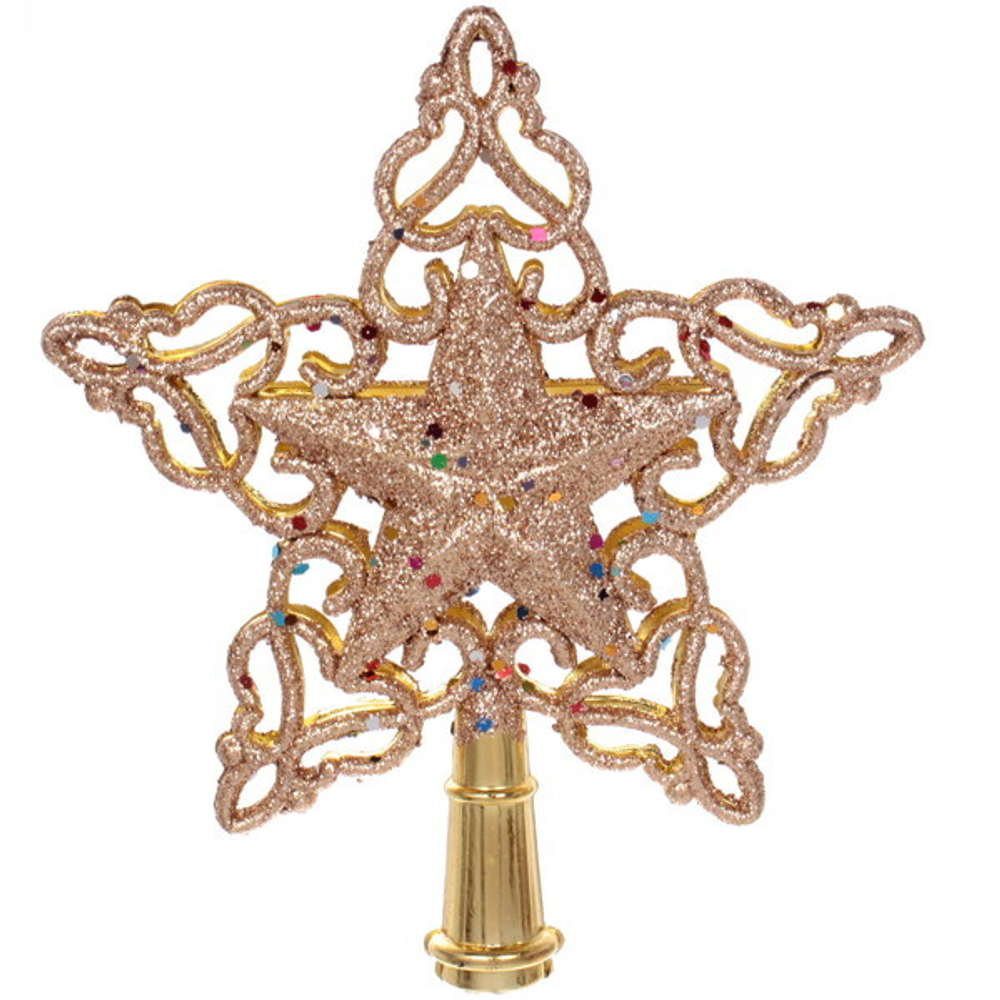 Звезда на ёлку «Яркие искры» 15*17 см, Шампань