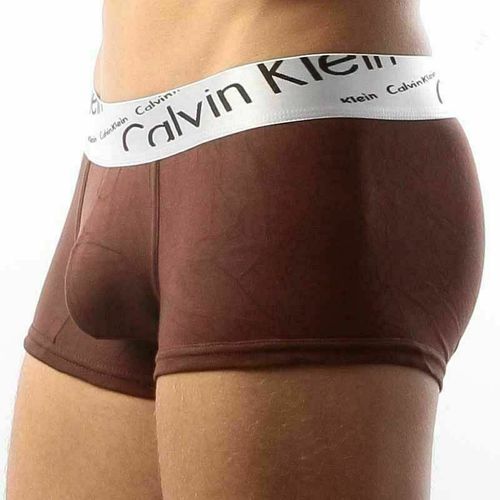 Мужские трусы хипсы коричневые с косой резинкой Calvin Klein Steel Boxer Italics Brown